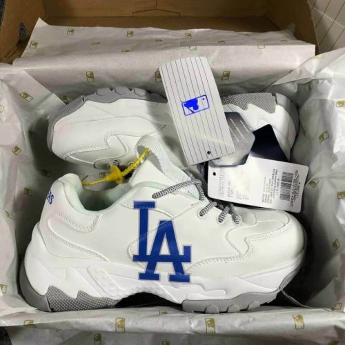 Bản Trung Logo In 3D Giày MLB LA Big Ball Chunky Dodgers Chữ Xanh Tăng Chiều Cao - Giày Tốt Official