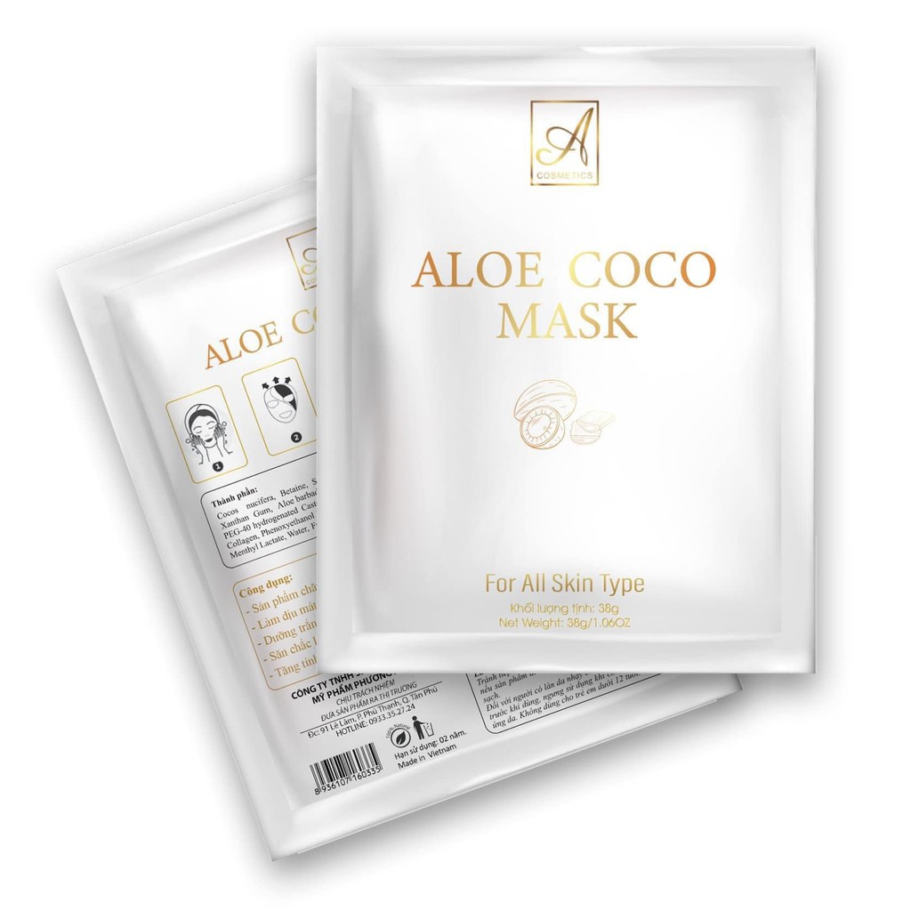[CHÍNH HÃNG] nạ dừa Aloe CoCo Mask A cosmetic Phương anh hộp 6 miếng mặt nạ