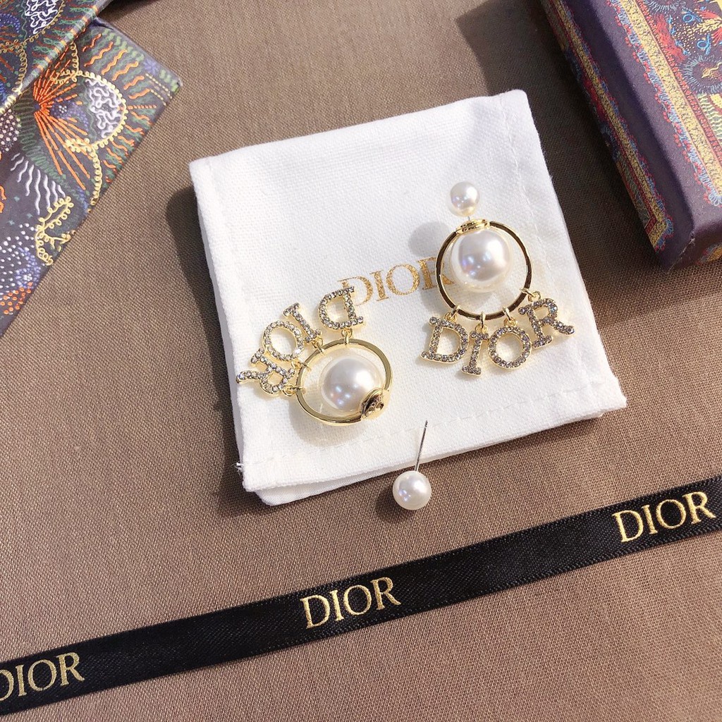 Dior Bông Tai Chữ Cái Đính Ngọc Trai Thời Trang Cho Nữ