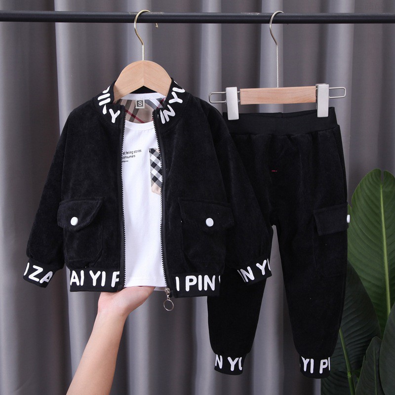 Bộ áo khoác + quần dài phong cách thể thao, Hàn quốc cho bé trai 4-12 tuổi