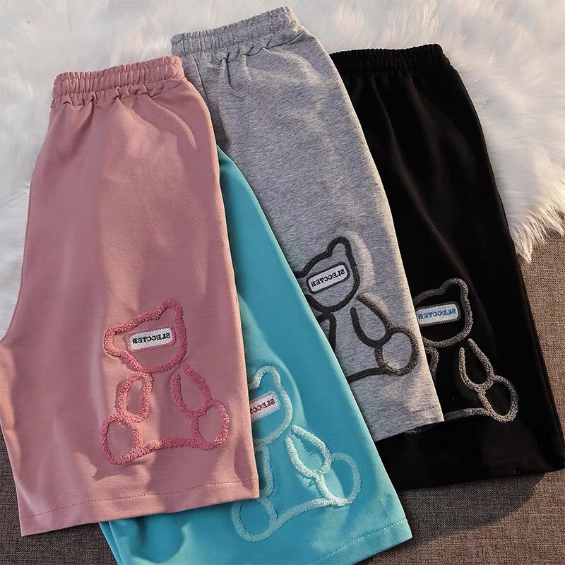 Quần Short Gấu thêu Unisex 🦋 Quần Đùi Nữ Gấu thêu 4 Màu 🦋 | BigBuy360 - bigbuy360.vn