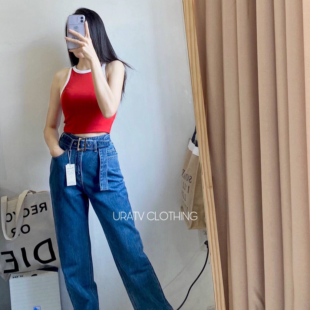 [FREESHIP - ẢNH CHÍNH CHỦ] Quần BOY jean suông kèm belt URATV
