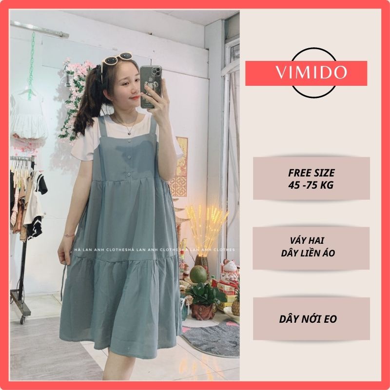 Đầm yếm bầu 2 dây hở lưng dáng maxi cổ yếm suông dài VIMIDO | BigBuy360 - bigbuy360.vn