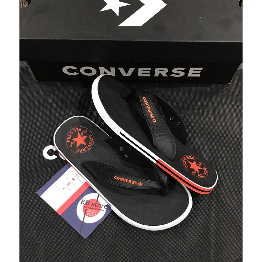 Dép Converse đen logo cam