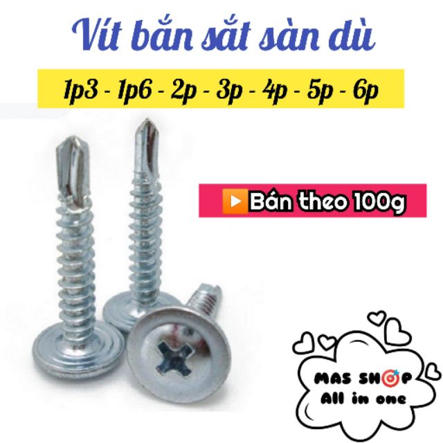 [Bán theo 100g] Vít bắn sắt đầu dù, vít sàn dù