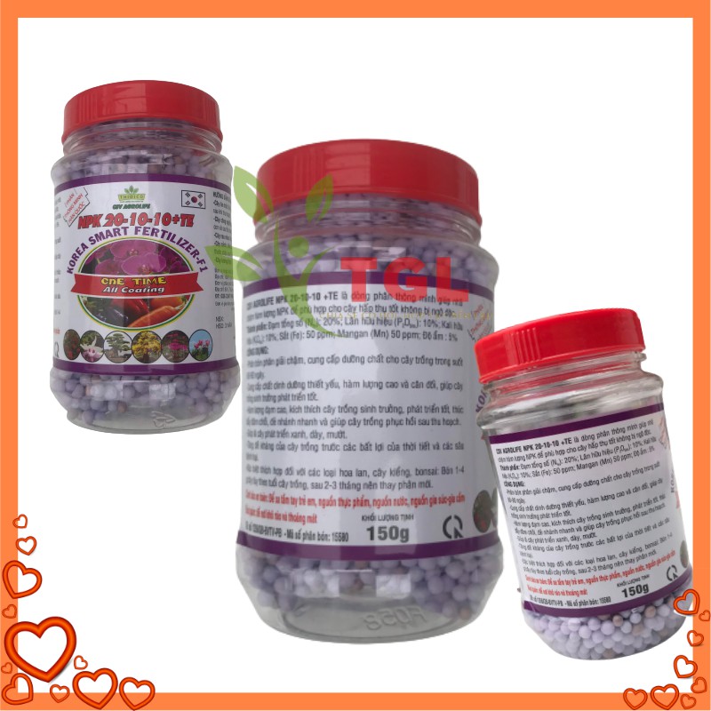 Phân tan chậm, phân thông minh Hàn Quốc, NPK 20-10-10+TE CSV- AGROLIFE 150gr, thích hợp với hoa lan, cây kiểng, bon sai