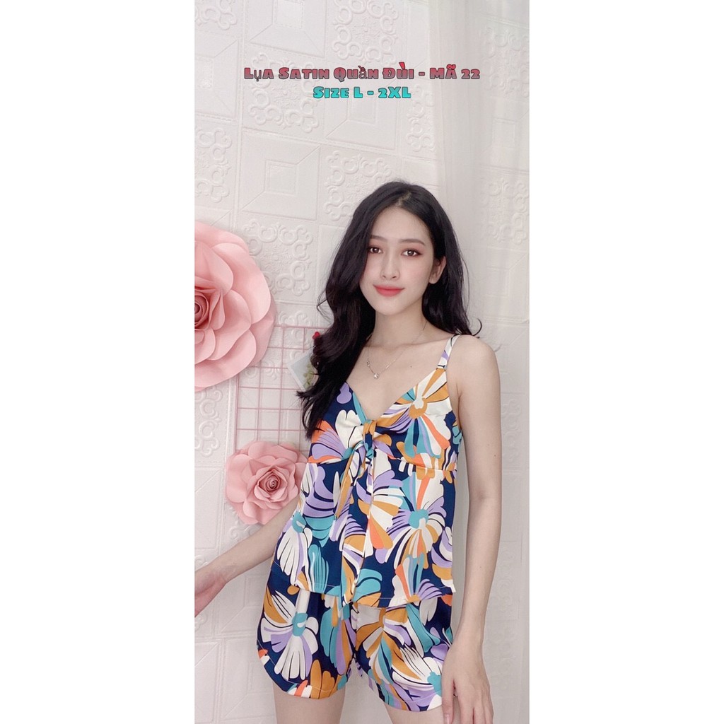 HÀNG CAO CẤP - SET ĐỒ BỘ LỤA SATIN ĐÙI 2 DÂY | BigBuy360 - bigbuy360.vn