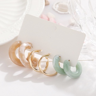 Set 3 khuyên tai nhựa Resin không gây dị ứng thời trang cho nữ
