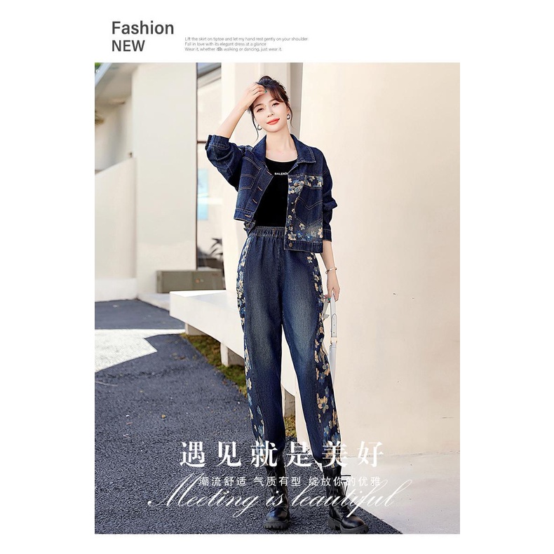 Set Áo Khoác Denim + Quần Yếm Ngắn Phong Cách Hong Kong Cổ Điển Thời Trang Mùa Thu Mới 2022 Dành Cho Nữ