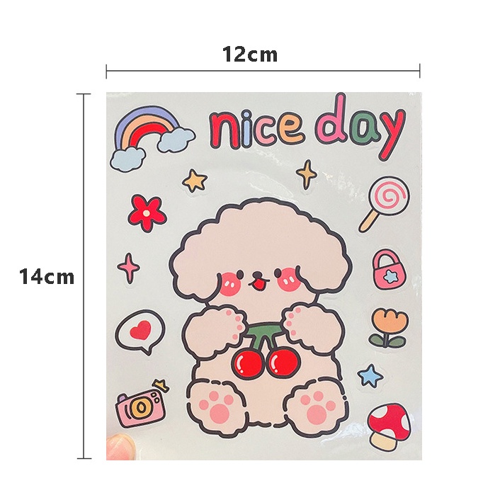 1 Tờ Sticker Hình Dán Dễ Thương Trang Trí Bình Nước, Laptop - Kích Thước 12X14Cm
