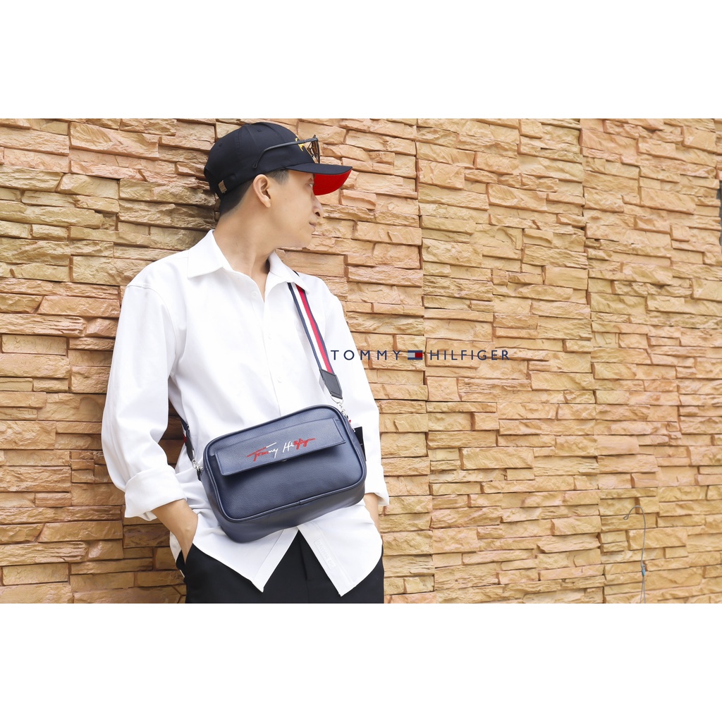 Túi đeo chéo unisex 2 ngăn, quai đeo bản rộng, chất liệu da si cao cấp 9801