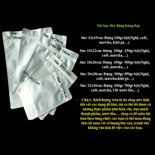 Túi zip bạc, túi zip đáy đứng mặt bạc, mặt trong hàng đẹp bó 500g và 1Kg tùy chọn
