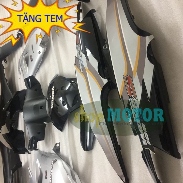 Bộ dàn áo xe Wave Anpha, Wave RS, Wave S100  -nhựa ABS MÀU ĐEN gắn đời xe 2006 đến 2016 -B531