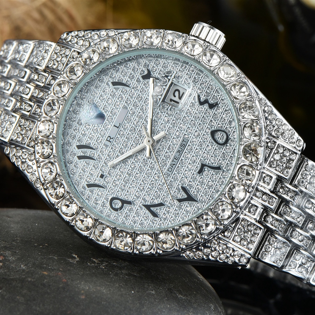 Rx Đồng Hồ quartz Nam Hiển Thị Ngày, Có Đính Hạt Đá, Có Lịch