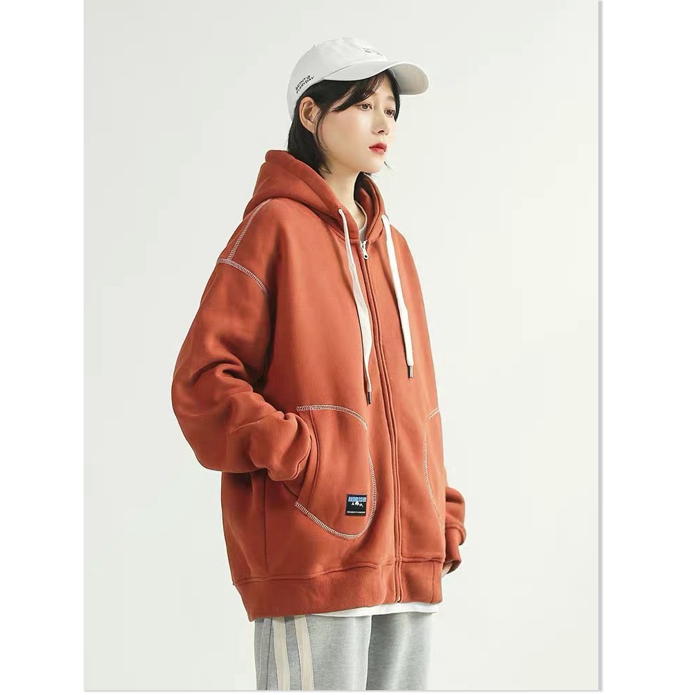 ÁO KHOÁC NỮ HOODIE DÂY KÉO VIỀN CHỈ NỔI THỜI TRANG GIỚI TRẺ