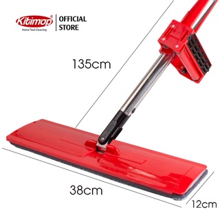Cây lau nhà Kitimop-Red tự vắt thông minh không cần thùng, vắt khô đến 95%, bảo hành 12 tháng, 3 miếng lau