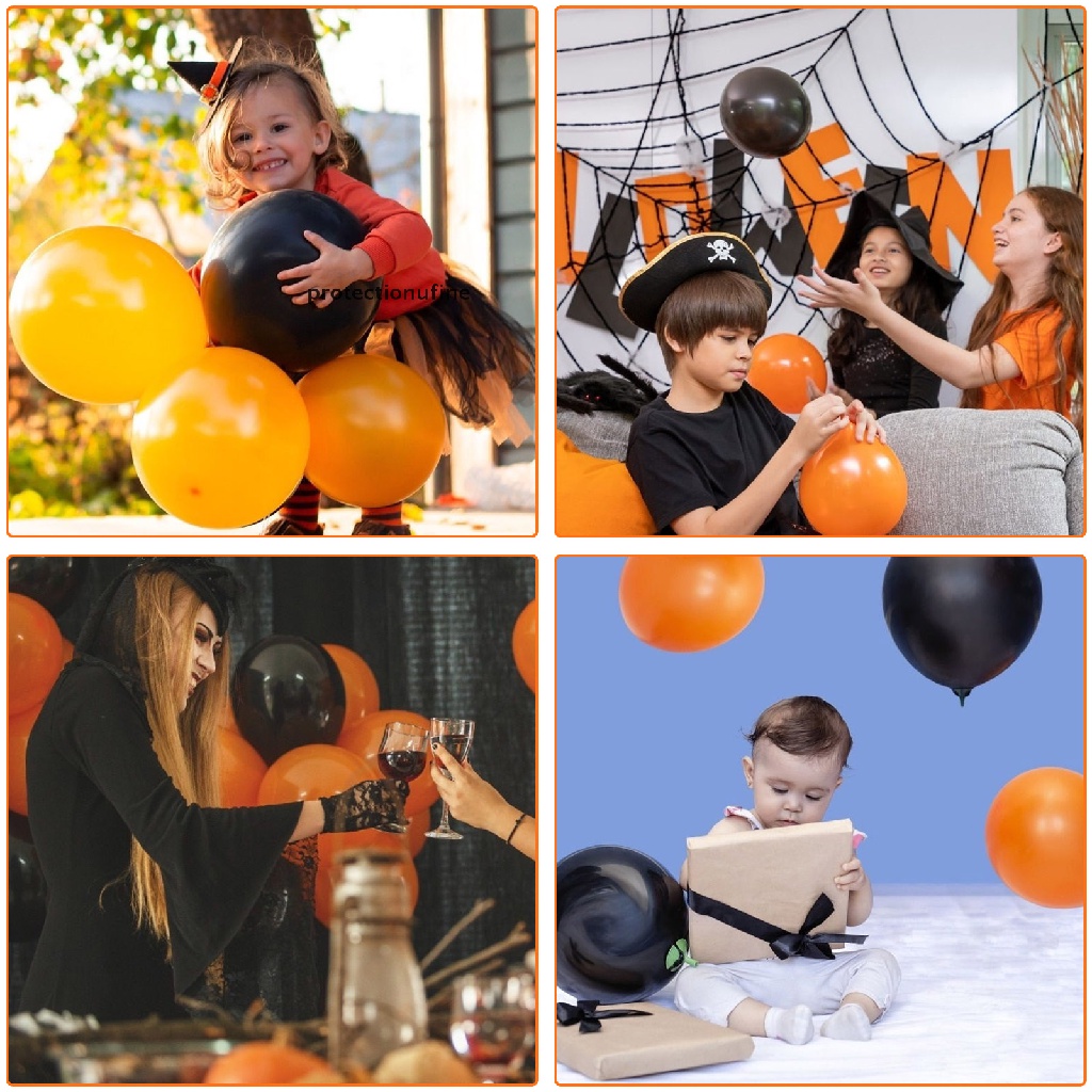 Set 100 Bong Bóng Cao Su 5 Inch Màu Đen Cam