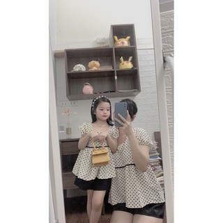 Đồ đôi mẹ và bé gái set baby doll trái tim(tặng kẹp tóc)