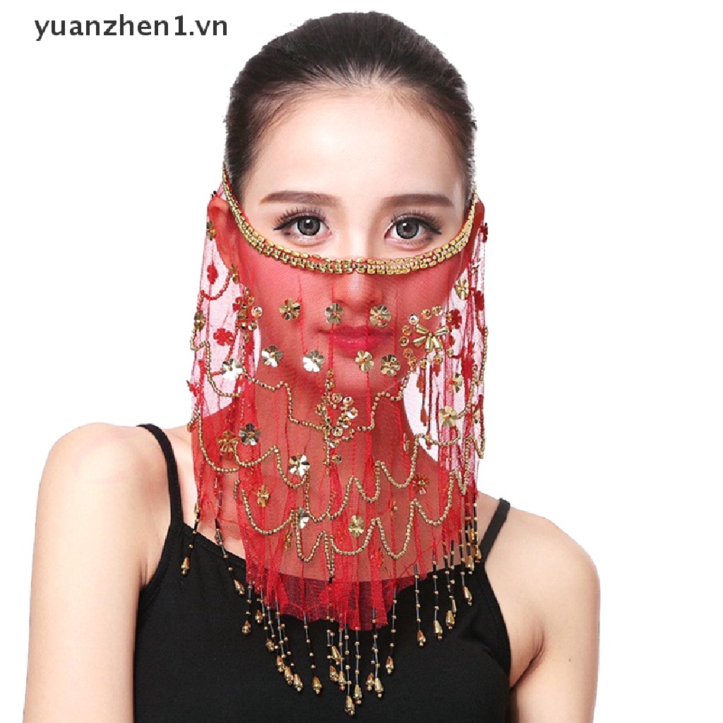 Mạng Che Mặt Lưới Thêu Hoa Phong Cách Ấn Độ Dùng Múa Bụng Cho Nữ