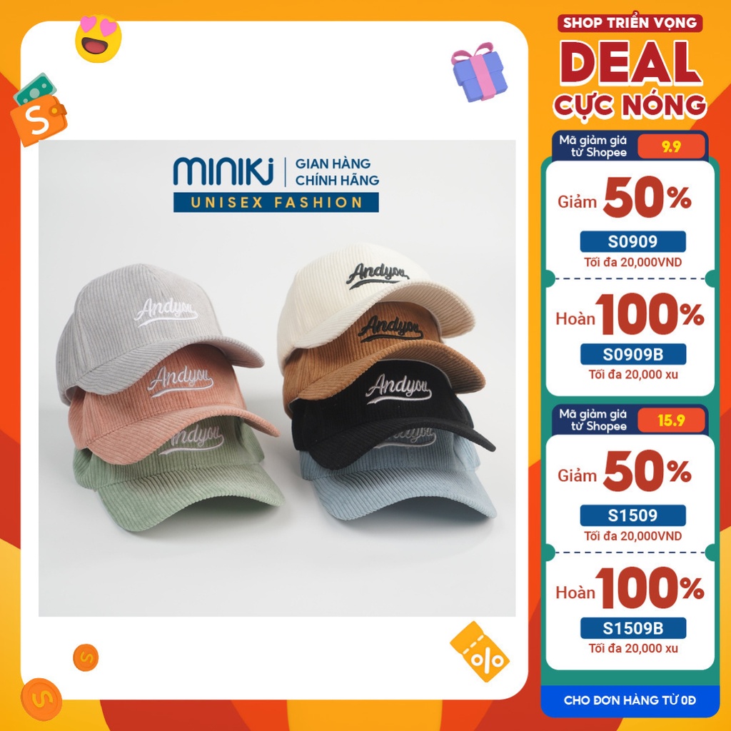 Mũ lưỡi trai, nón kết thêu chữ Andyou chất nỉ nhung cao cấp phong cách thời trang Hàn Quốc Unisex