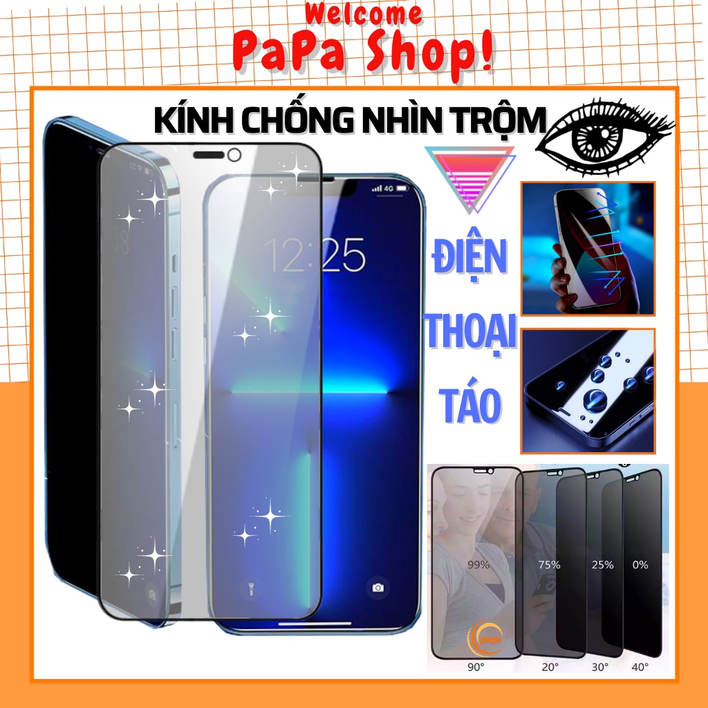 Cường lực chống nhìn trộm iphone 11 Promax 14 promax Xs max 12 Promax 7 Plus 8 Plus Xr 13 Pro max Full Màn [CNT PaPa]