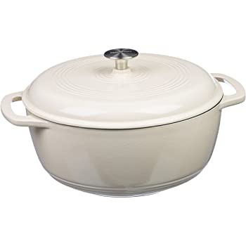 Lodge - Nồi gang oval phủ men màu trắng - 6.6L