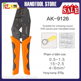 Kìm bấm cos chỉa bọc nhựa Asaki AK-9126 0.5 ~ 6mm2 - Kềm bấm cốt chỉa bọc nhựa (Kìm bấm đầu cote Asaki)