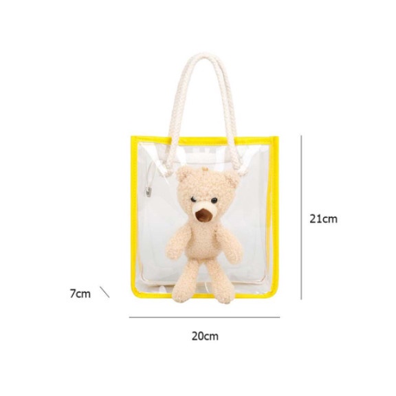 Túi Đeo Vai / Kẹp Nách Bằng Pvc Trong Suốt Hình Gấu Nhiều Màu Có Khóa Kéo Cho Nữ sang chảnh