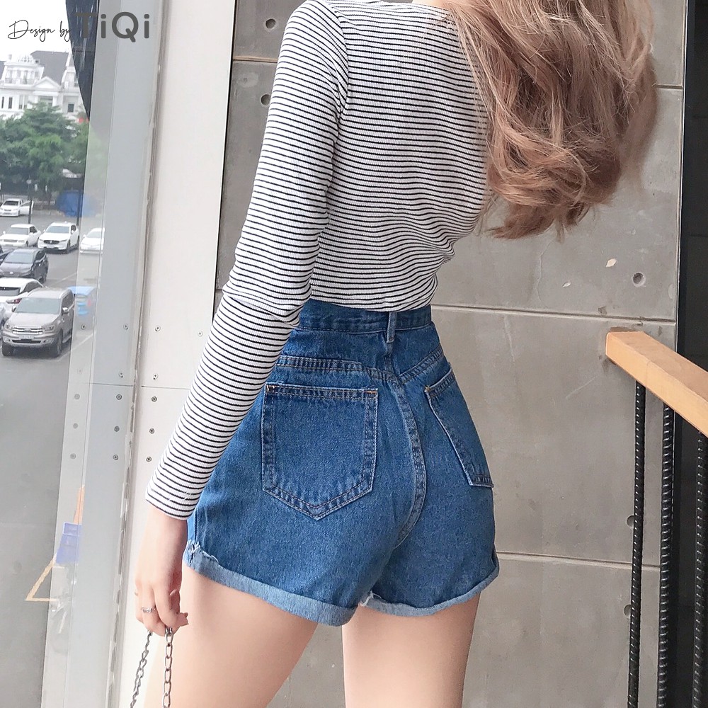 Quần short nữ vải jeans cotton lưng cao TiQi Jeans S1-475 | BigBuy360 - bigbuy360.vn