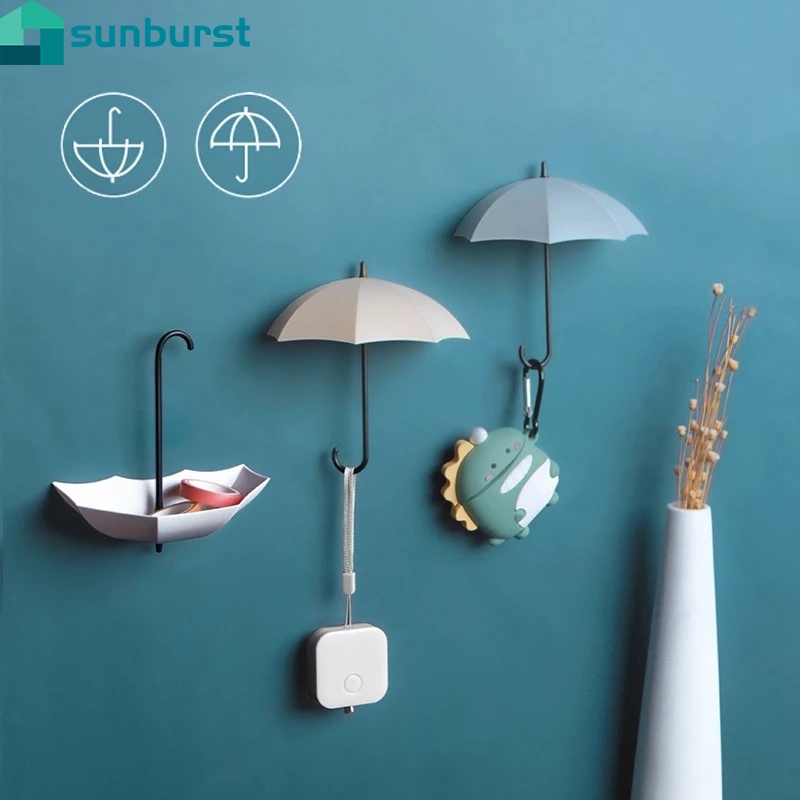 Set 3 móc treo đồ gắn tường hình cây dù xinh xắn