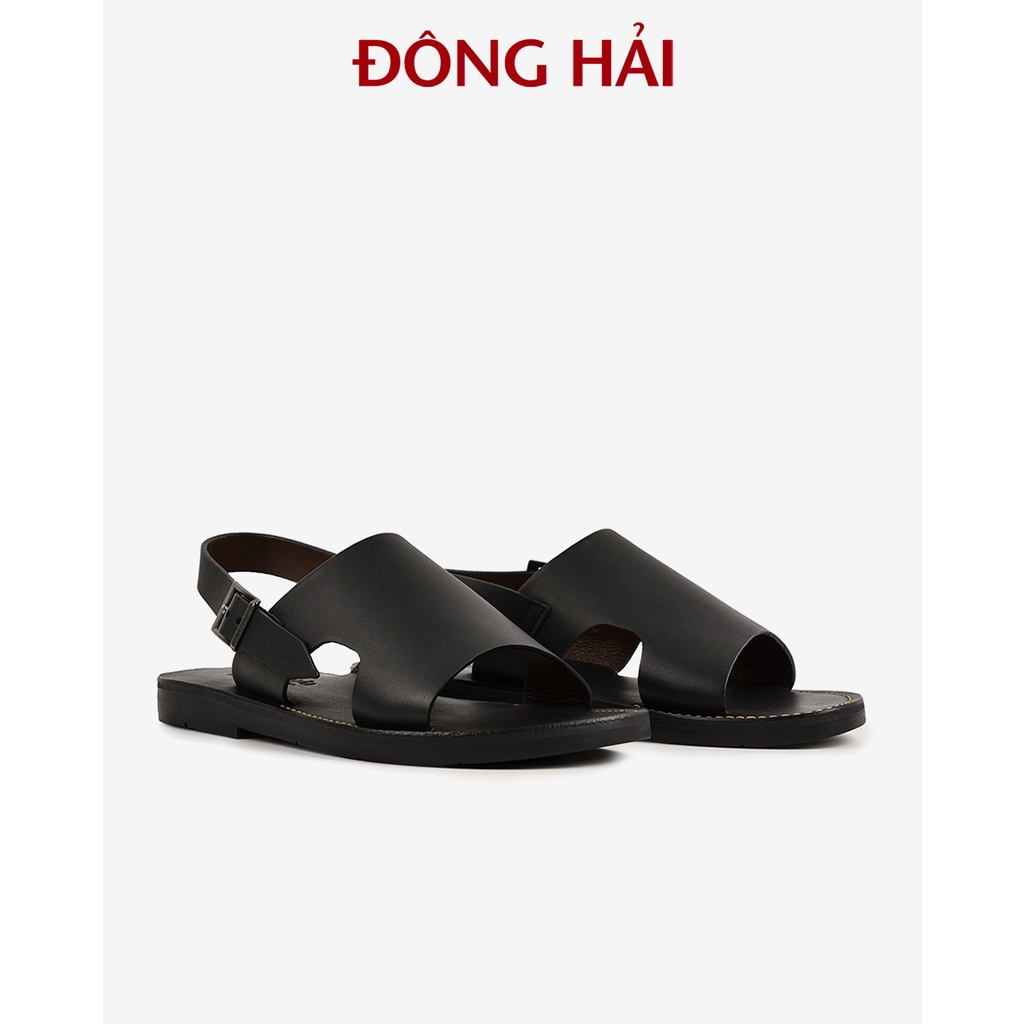 Giày Sandal nam Đông Hải da bò cao cấp bản ngang khóa kim loại dễ điều  chỉnh - S1812