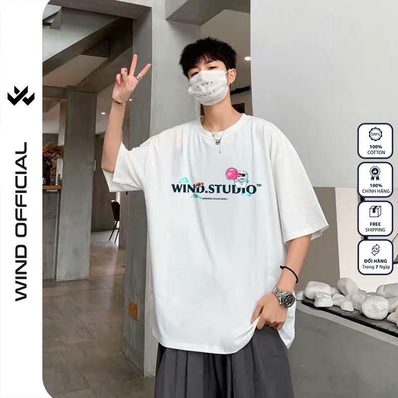 [Mã SKAMFSW175 giảm 10K đơn 50K] Áo phông unisex form rộng WIND tay lỡ oversize thun 100% cotton SHARK nam nữ ulzzang | BigBuy360 - bigbuy360.vn