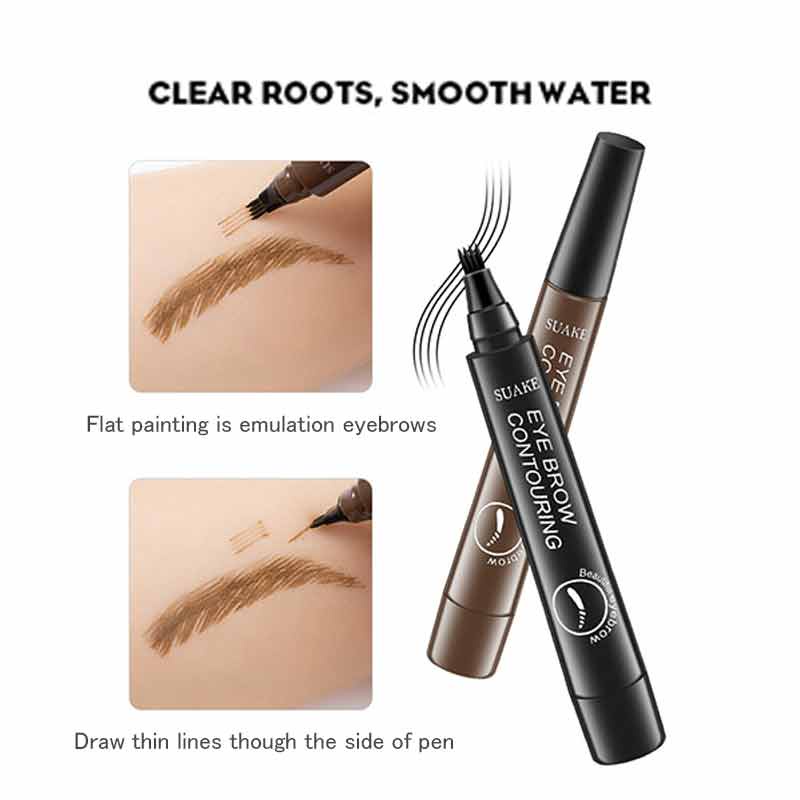 Bút kẻ lông mày dạng lỏng 4 ngòi nhỏ chống thấm nước lâu trôi