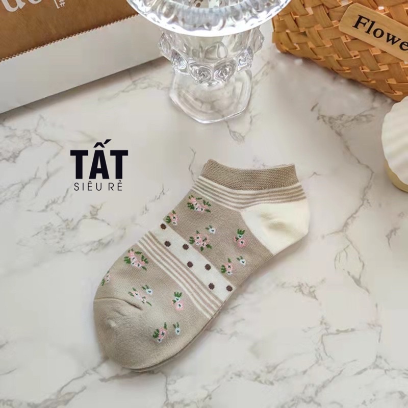 Tất nữ vớ nữ cổ ngắn set 5 đôi họa tiết gấu cute dễ thương phong cách Hàn Quốc - Tất Siêu Rẻ
