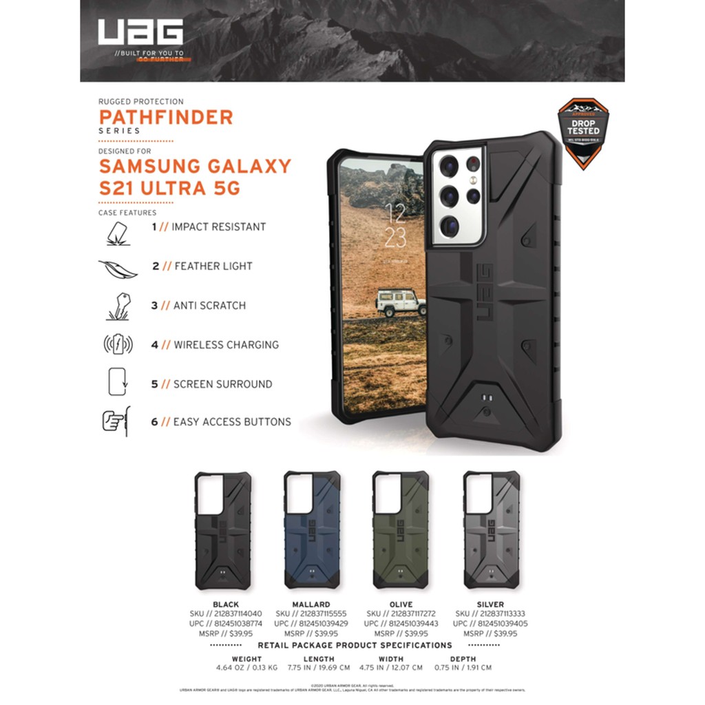 Ốp lưng UAG Pathfinder cho Samsung Galaxy S21 Ultra/S21 Ultra 5G [6.8-inch]