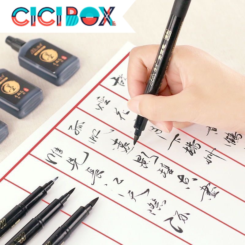 Bút Brush Pen Viết Calligraphy Lettering Thư Pháp Có Thể Bơm Mực, Bút Lông Viết Thư Pháp CICIBOX
