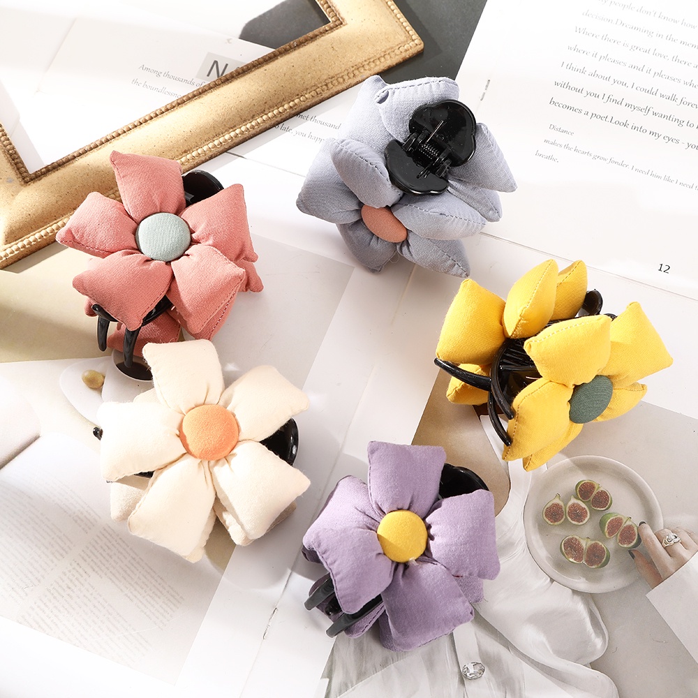 Haimeikang Kẹp Tóc Hình Bông Hoa Nhỏ Ba Chiều Bằng Vải Cotton Bong Bóng Dễ Thương Dành Cho Bé Gái