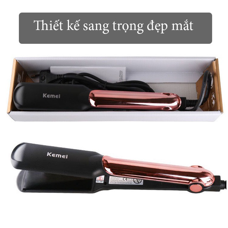 Máy làm tóc duỗi tóc, kẹp thẳng, ép tóc, uốn cúp làm tóc xoăn lọn đa năng 2 in 1 Kemei KM-2113 Bảo Hành 12 Tháng