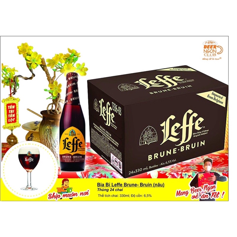 [ Lẻ ] bia nâu leffe chai 330ml Bỉ