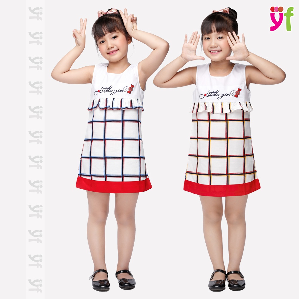 Đầm chữ A Caro Cho Bé Thêu Little Girl, YF - YDX001-0