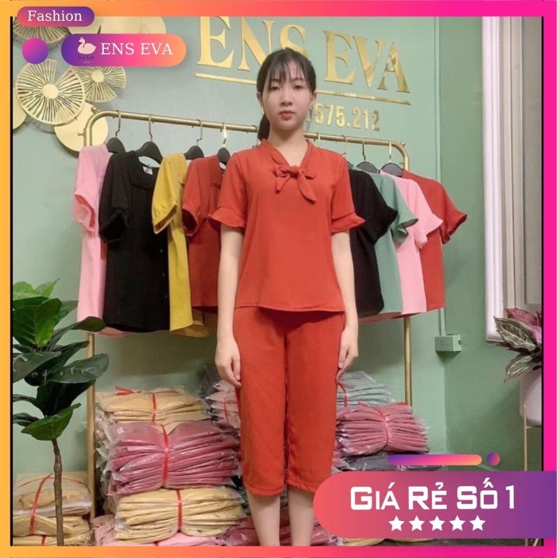 Đồ Bộ Nữ Mặc Nhà Ngủ Mùa hè thu,  Quần lửng Hàng Thiết Kế, ENS EVA