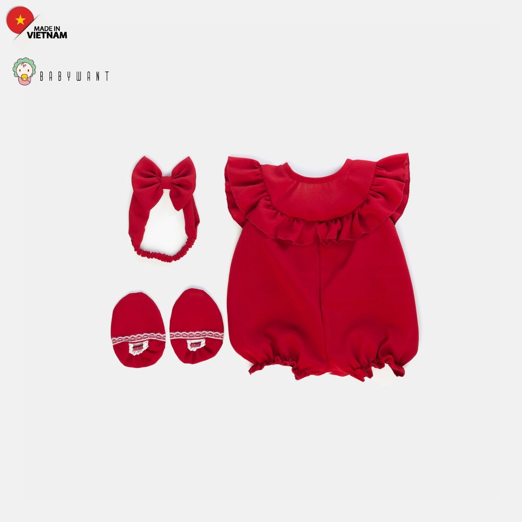 Bộ đồ jumpsuit cho bé gái trẻ sơ sinh màu đỏ BABYWANT