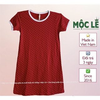 Đầm thun cotton vnxk mỏng mát đỏ chấm bi