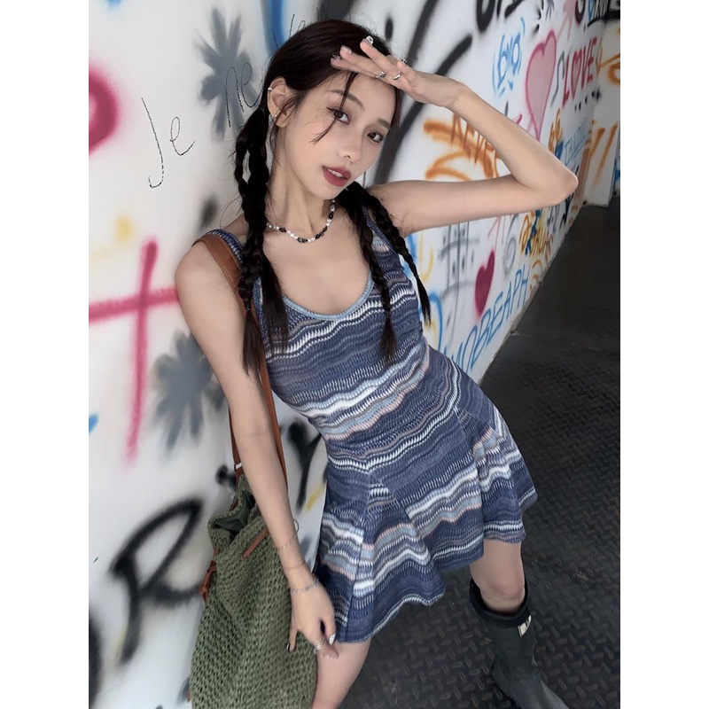 Đầm Ngắn Hai Dây Dáng Ôm Thời Trang Mùa Hè Cổ Điển Dành Cho Nữ