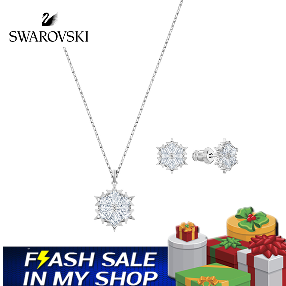 FLASH SALE 100% Swarovski SET NữBộ vòng cổ và bông tai MAGIC Man Dance Snowflake FASHION Crystal trang sức đeo Trang sức