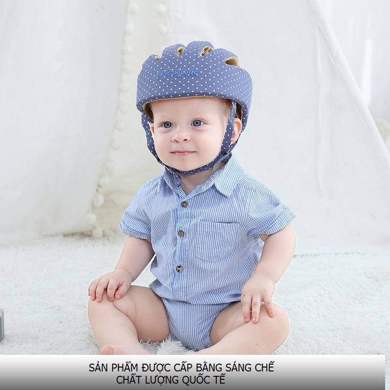 Mũ bảo hiểm cho bé tập bò, tập đi, siêu nhẹ, siêu thoáng, điều chỉnh theo kích thước vòng đầu