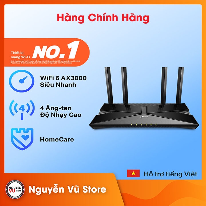 Router TPLink Archer AX50 WiFi 6 Gigabit Băng Tần Kép AX3000 Hàng chính hãng