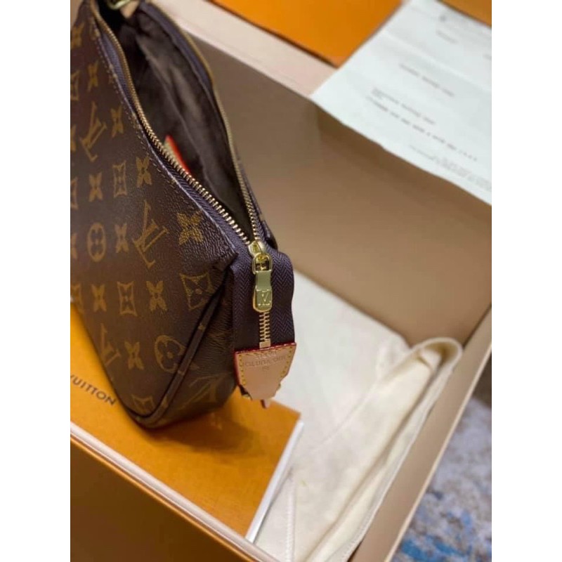 Túi xách pochette hoa nâu