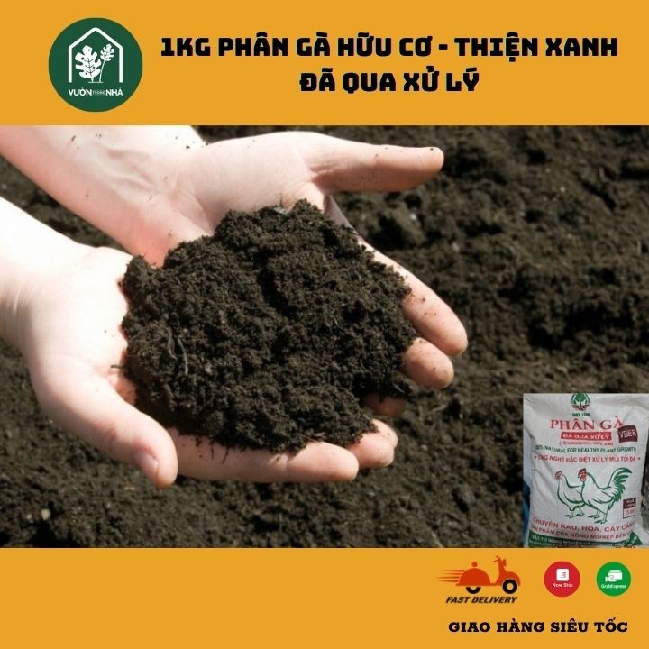 1KG Phân Gà Hữu Cơ Đã Qua Xử Lý - Thiện Xanh Giá Thể Trồng Cây - Rau - Hoa Màu