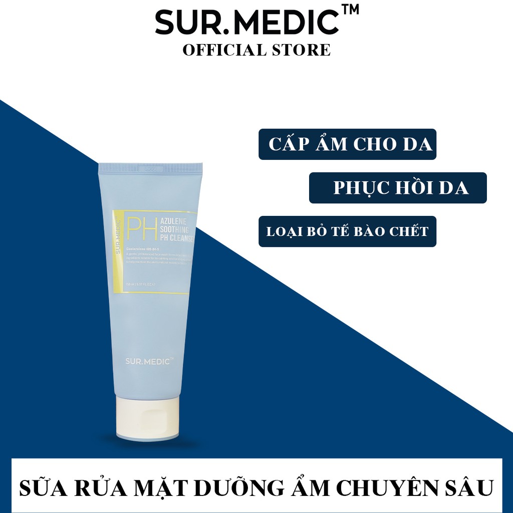 Sữa Rửa Mặt Dưỡng Ẩm Sâu SURMEDIC PH Azulene Soothing PH Cleanser 150ml